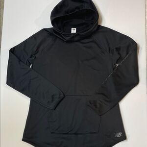 New Balance Black Women Performance Hoodie with Sleeve Logo Sz M